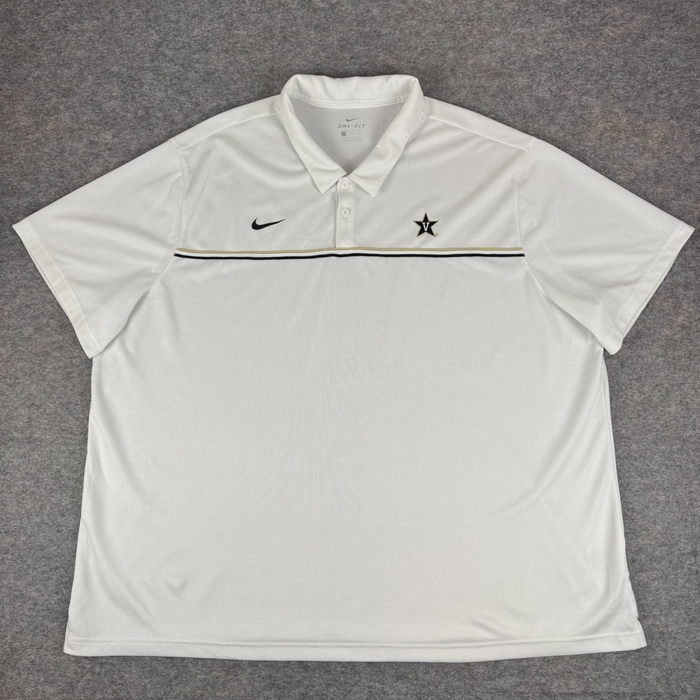 Nike Dri Fit Vanderbilt Commodores Polo Shirt On Field Apparel White Mens 4XL